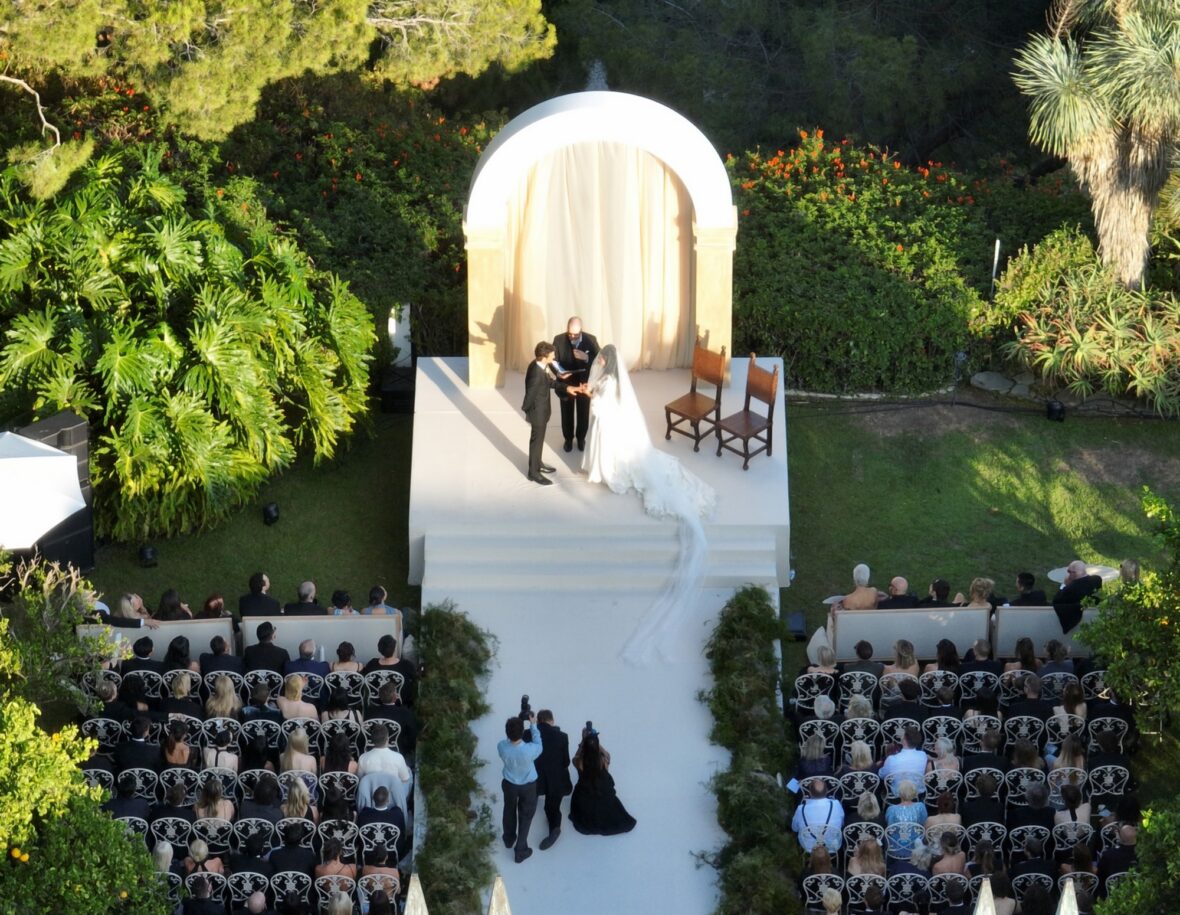 Matty Healy and Gabriette at the altar for their wedding in Los Angeles