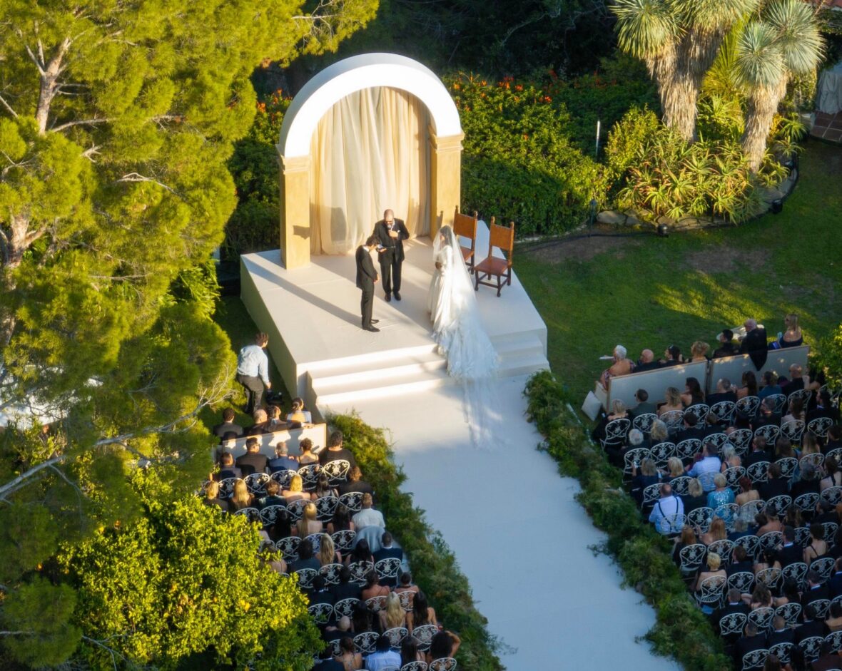 Matty Healy and Gabriette at the altar for their wedding in Los Angeles