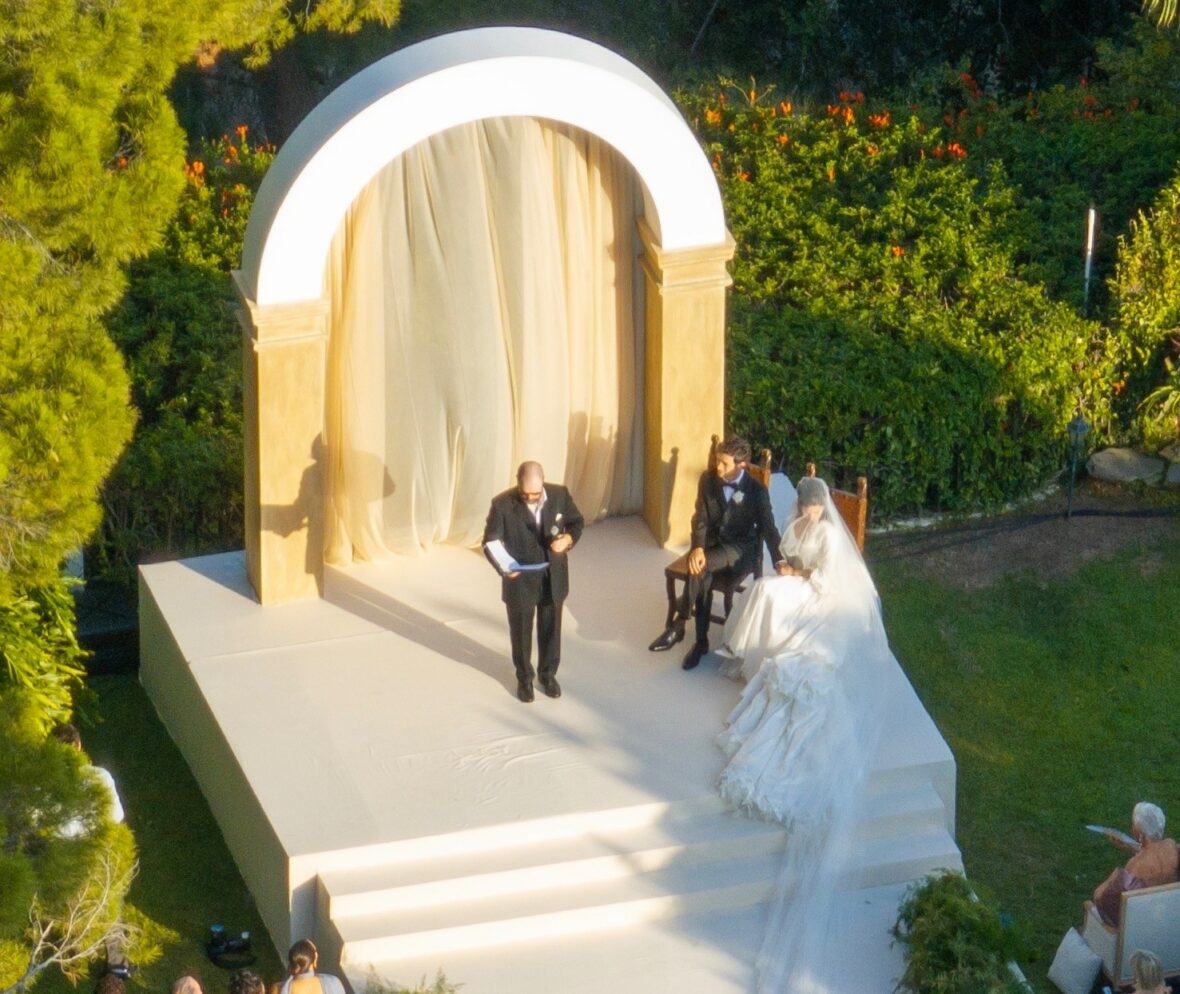 Matty Healy and Gabriette at the altar for their wedding in Los Angeles