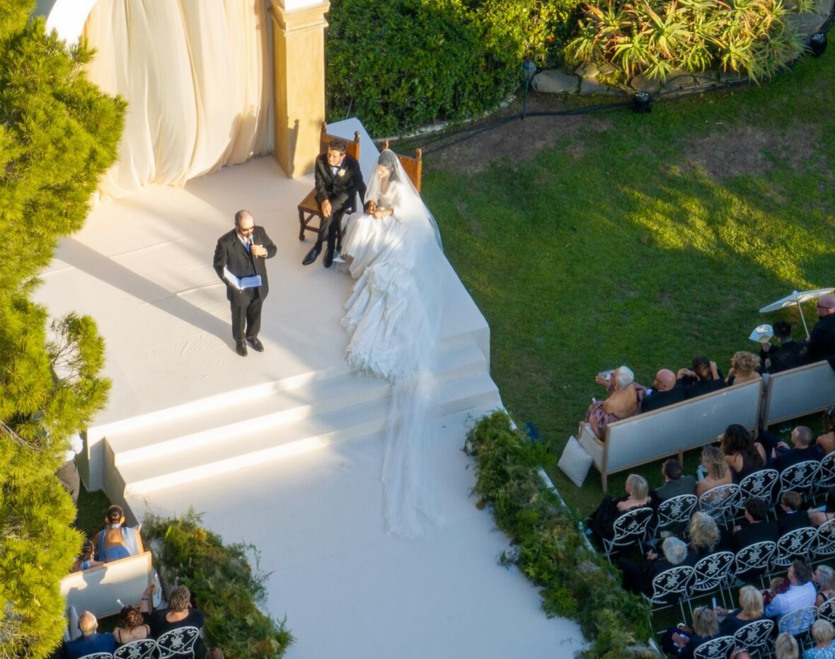 Matty Healy and Gabriette at the altar for their wedding in Los Angeles