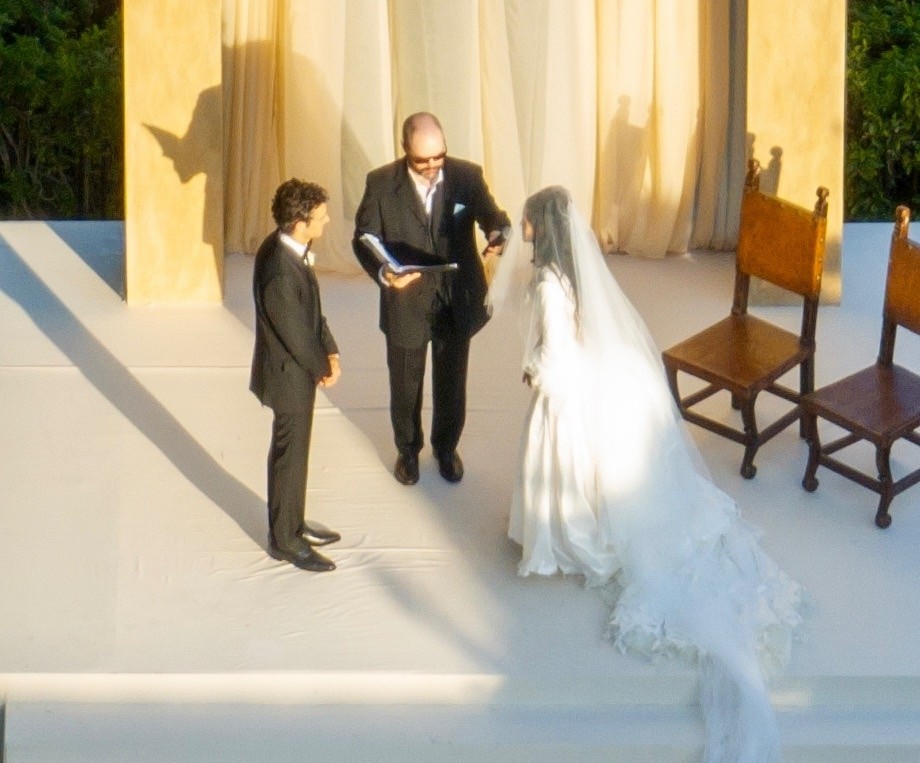 Matty Healy and Gabriette at the altar for their wedding in Los Angeles