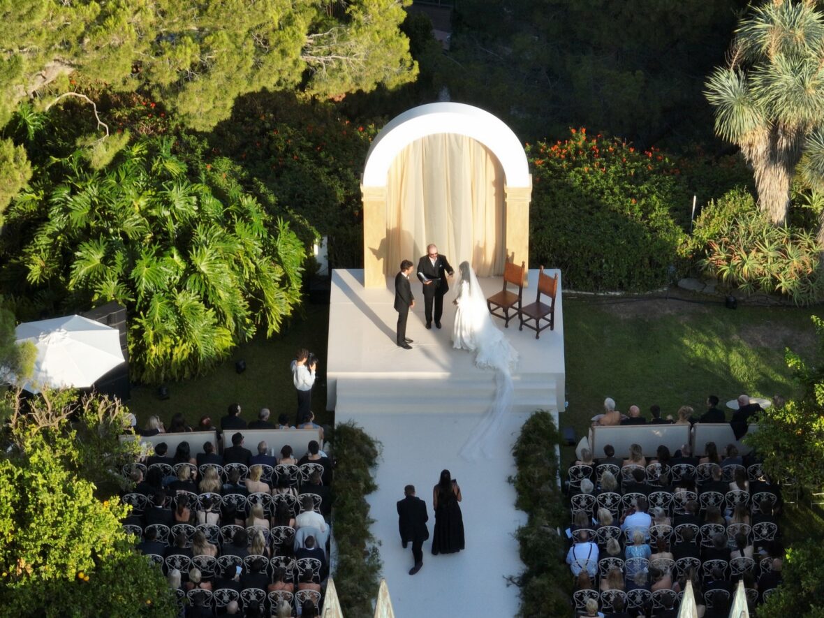 Matty Healy and Gabriette at the altar for their wedding in Los Angeles