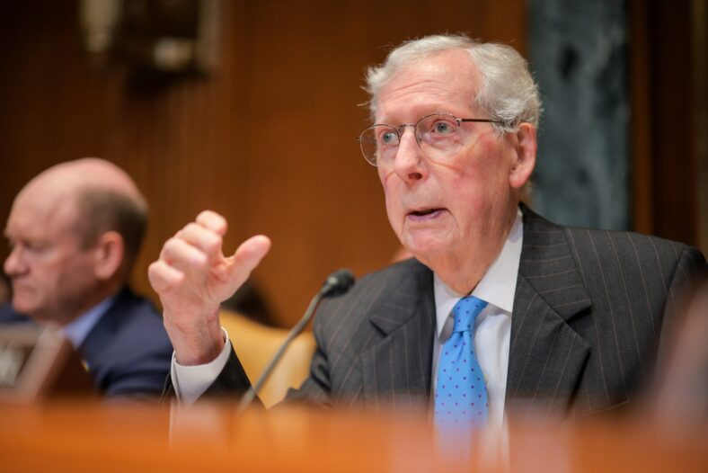 Mitch McConnell during a US Senate hearing