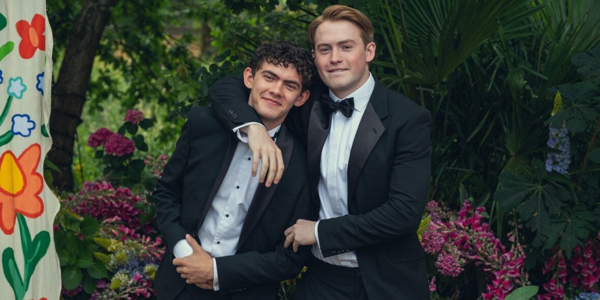 Joe Locke and Kit Connor pose for photo on set of Heartstopper Forever