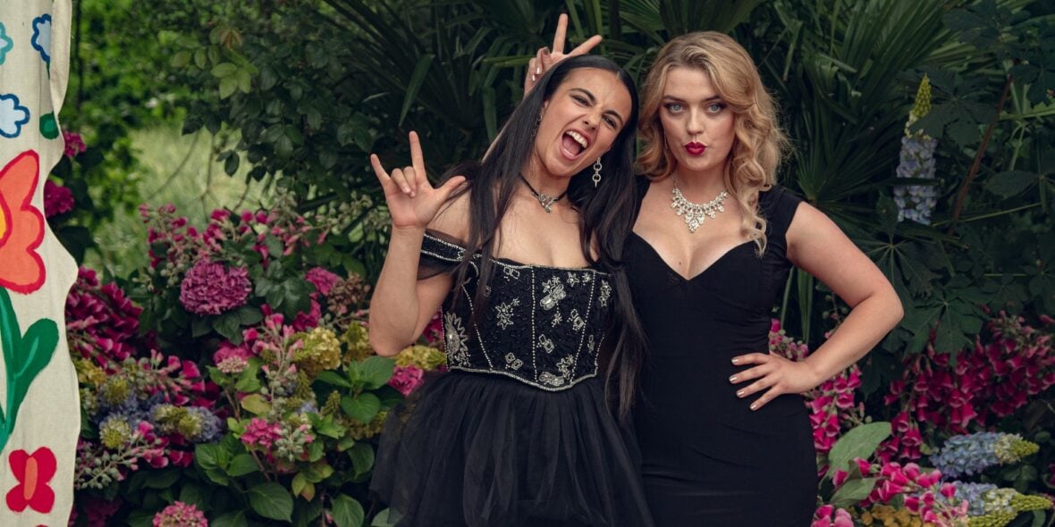 Leila Khan and Rhea Norwood pose for silly photo on set of Heartstopper Forever