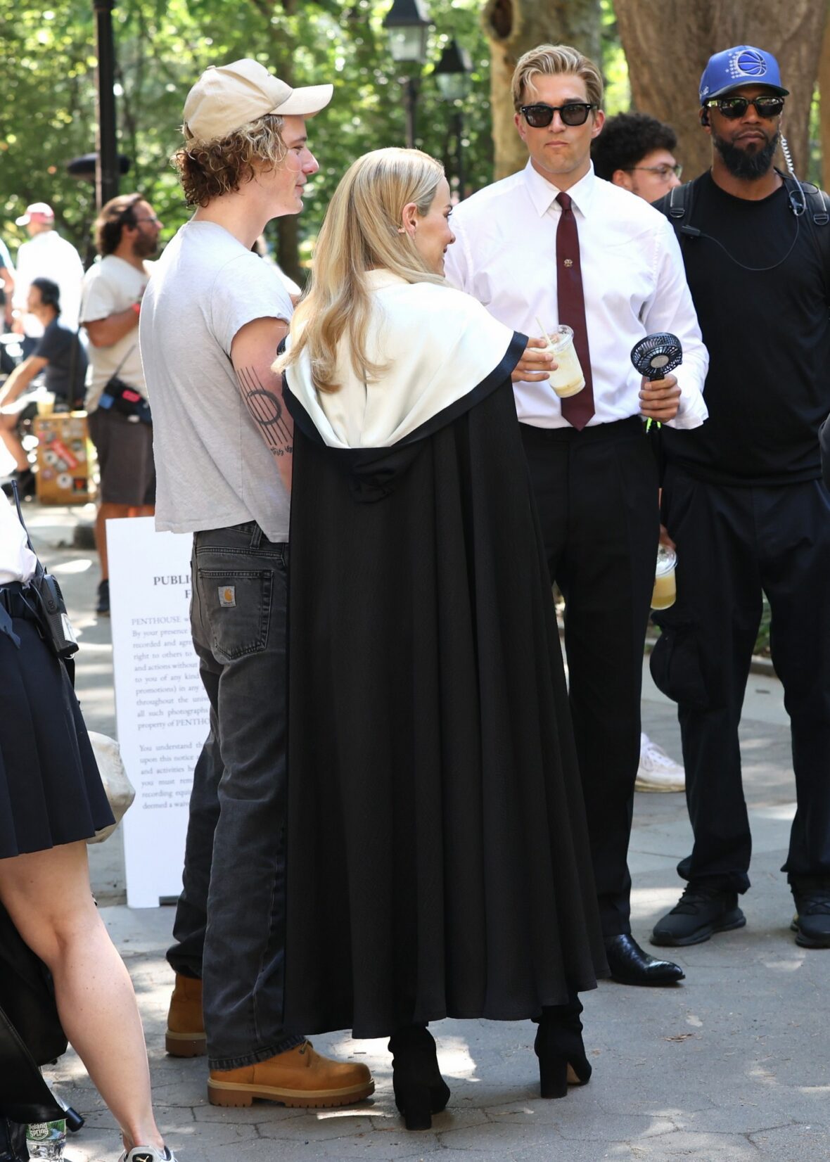 Graham Campbell, Paul Anthony Kelly and Sarah Paulson on American Horror Story set