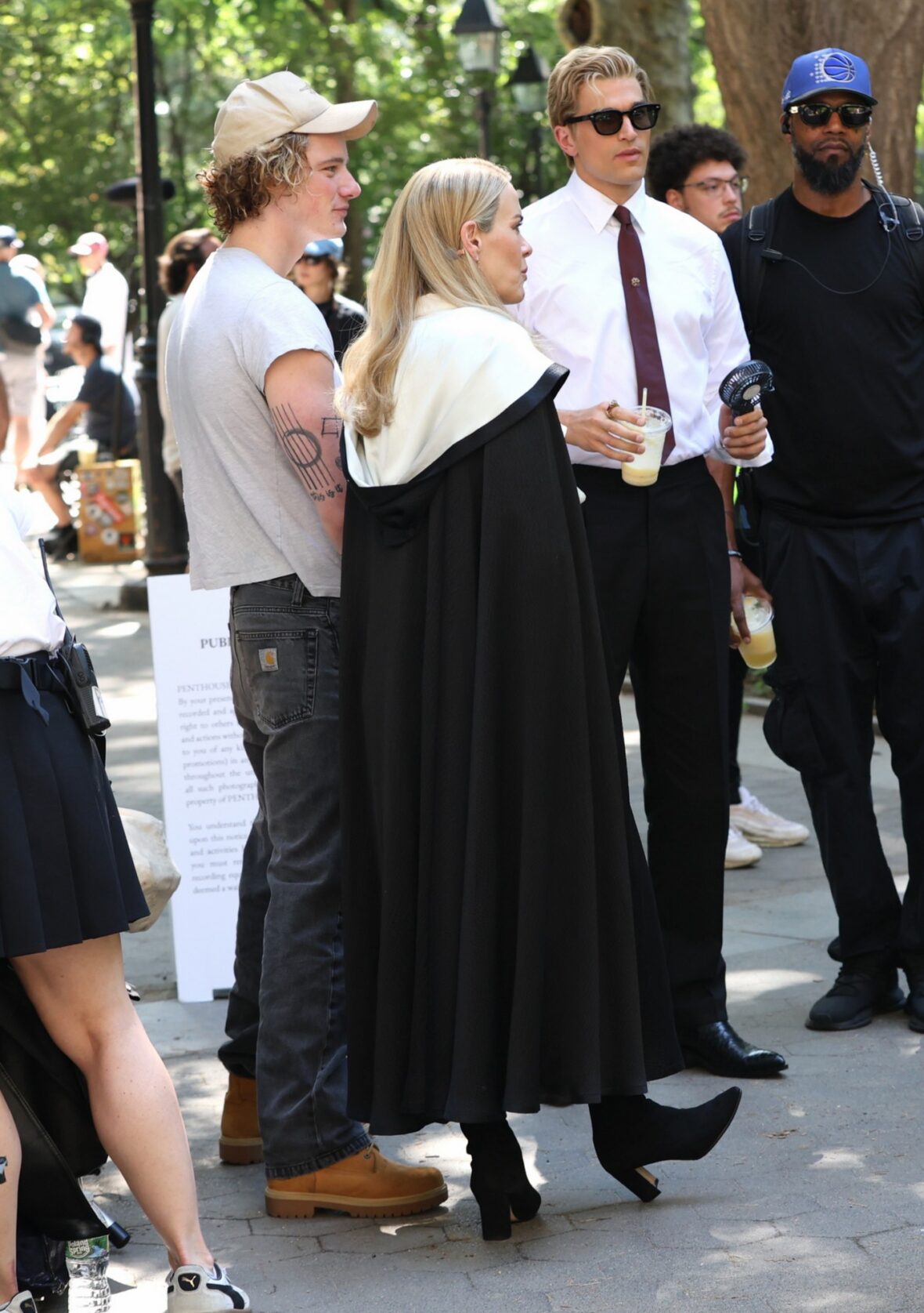 Graham Campbell, Paul Anthony Kelly and Sarah Paulson on American Horror Story set