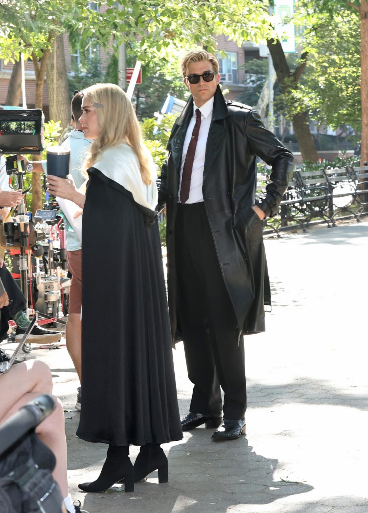 Paul Anthony Kelly and Sarah Paulson on set of American Horror Story