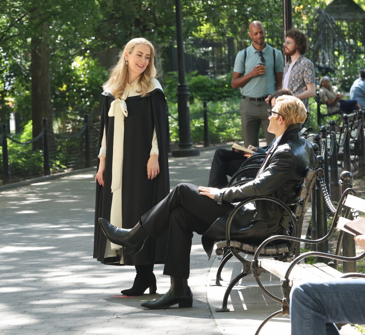 Paul Anthony Kelly and Sarah Paulson on set of American Horror Story