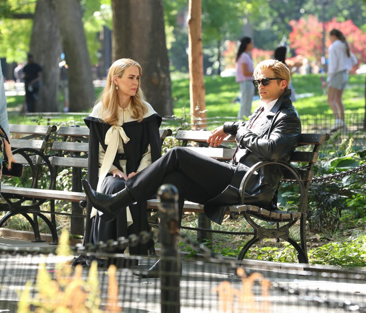 Paul Anthony Kelly and Sarah Paulson on set of American Horror Story