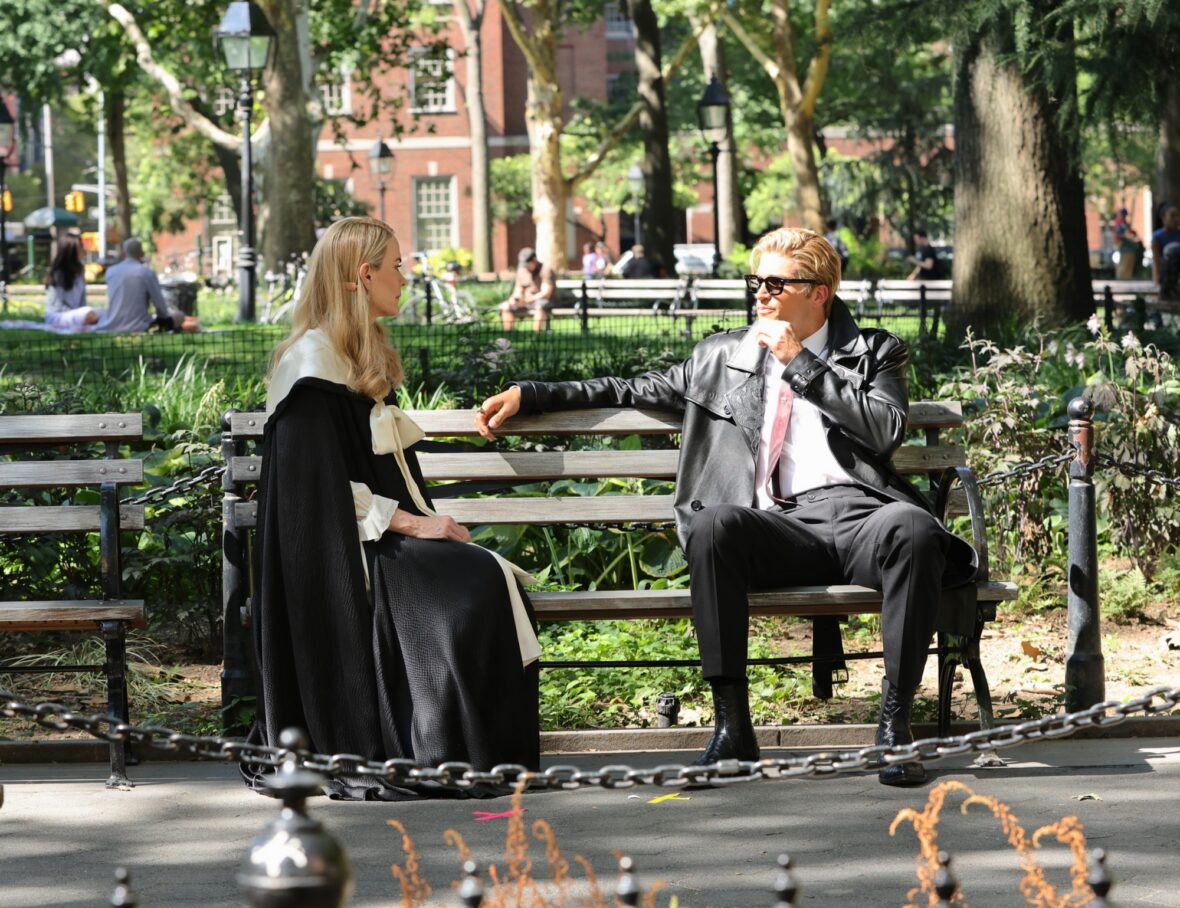 Paul Anthony Kelly and Sarah Paulson on set of American Horror Story