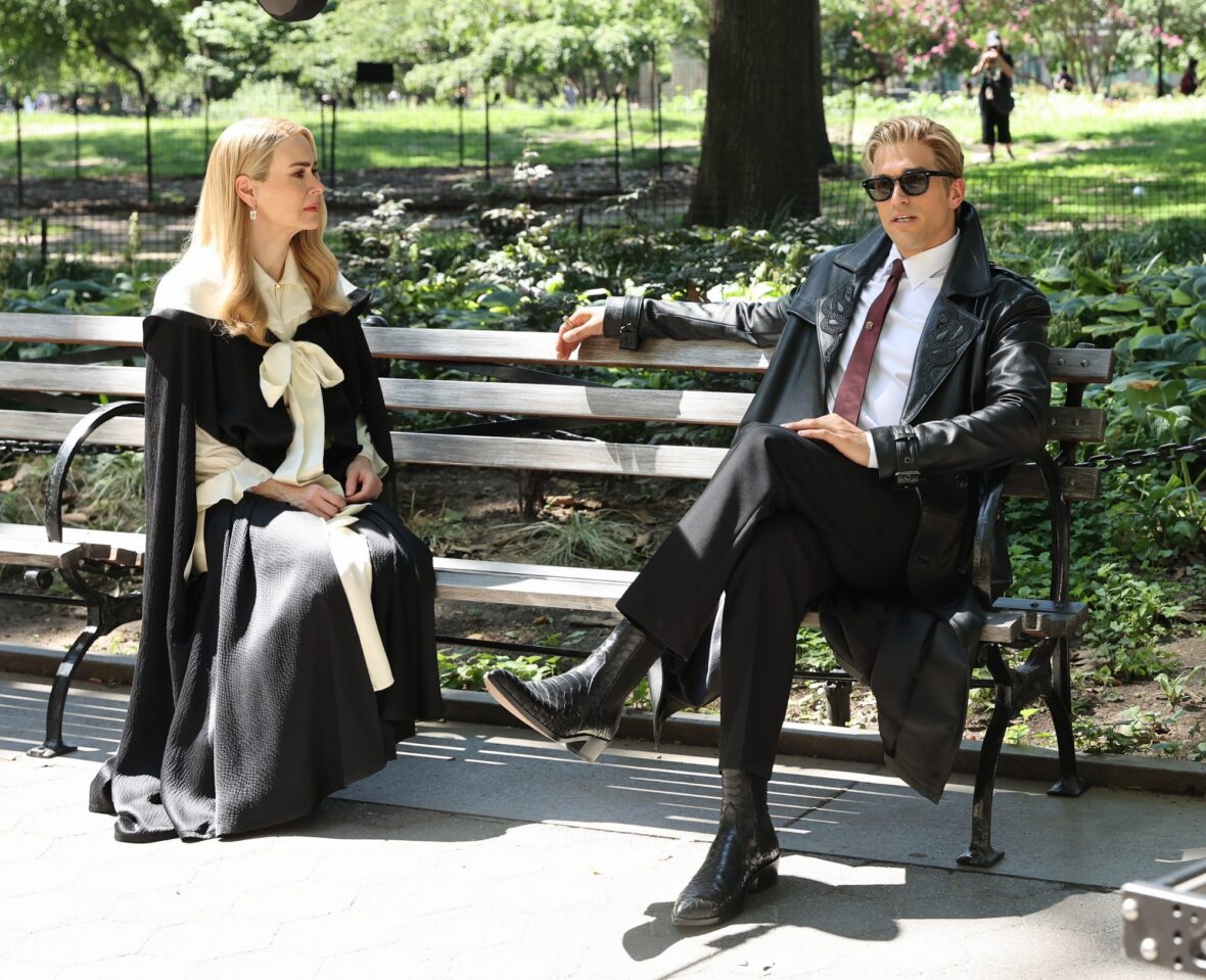 Paul Anthony Kelly and Sarah Paulson on set of American Horror Story