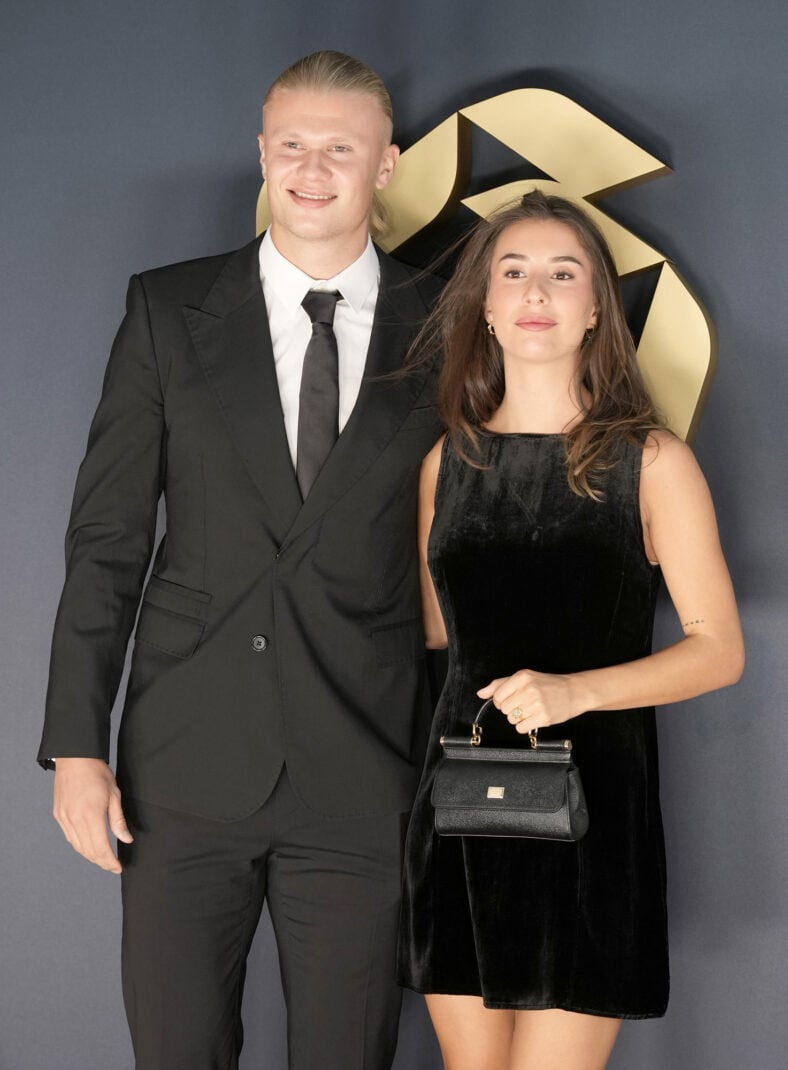 Erling Haaland and Isabel Haugseng Johansen stock image