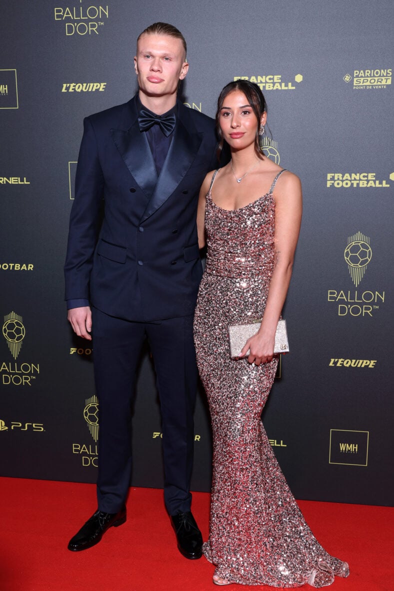 Erling Haaland and Isabel Haugseng Johansen stock image