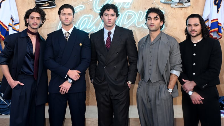 Guys of Off Campus pose at the show's premiere