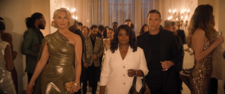 A still of Hannah Waddingham, Octavia Spencer, and Ed Skrein from Ride or Die