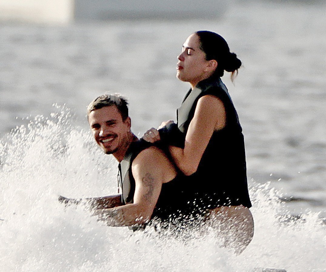 Beckham family yacht day, including shirtless Romeo and David Beckham, in Ibiza, Spain