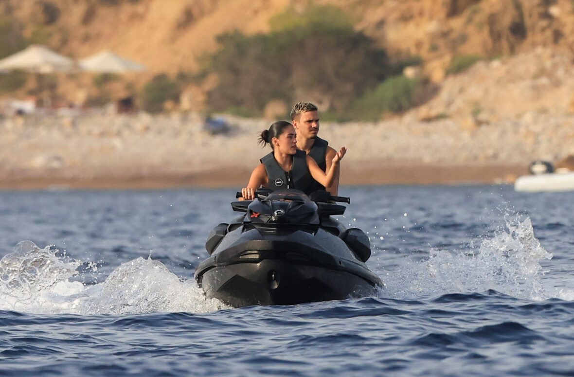 Beckham family yacht day, including shirtless Romeo and David Beckham, in Ibiza, Spain