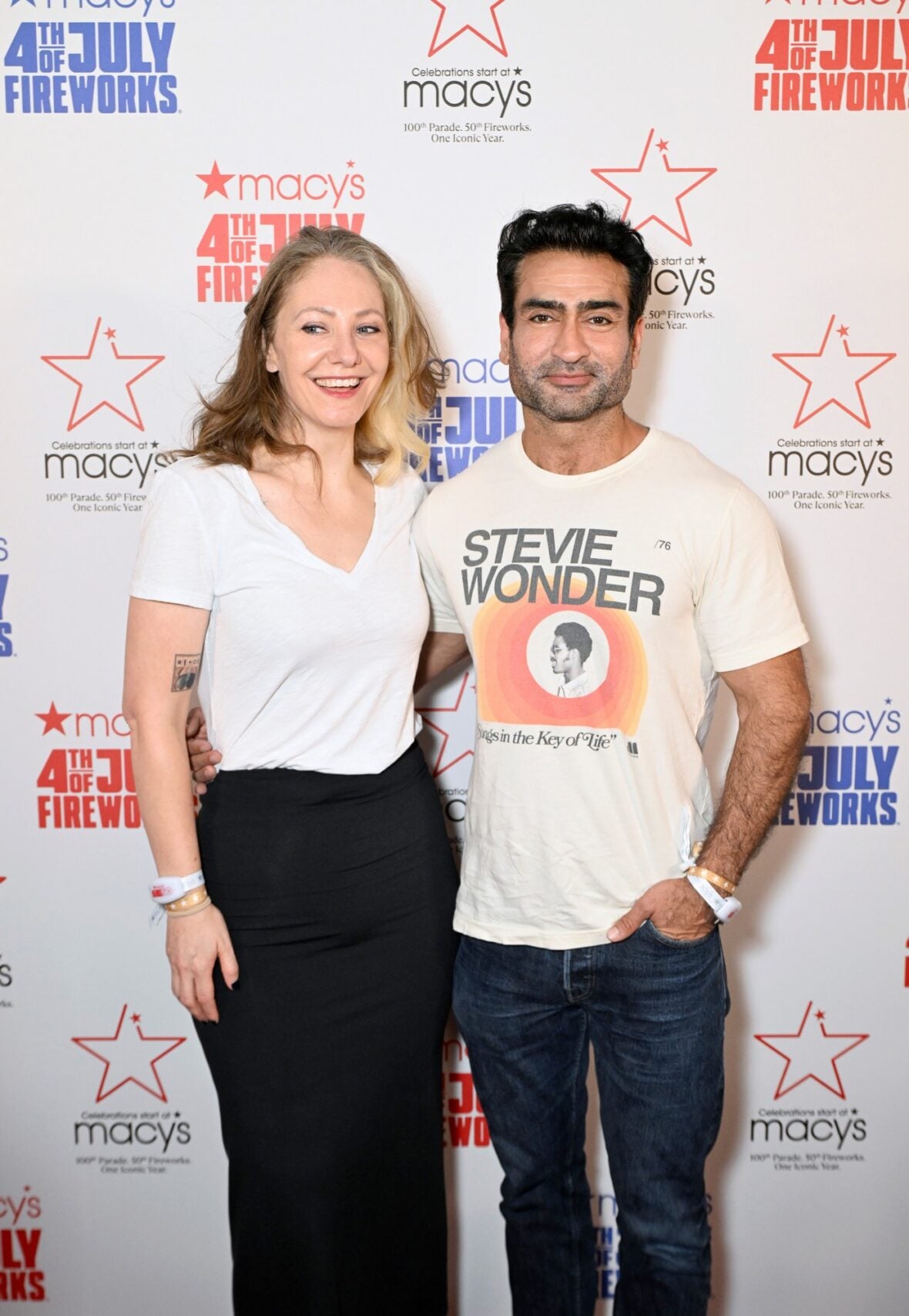 Emily V Gordon & Kumail Nanjiani attend Macy's 4th of July fireworks show