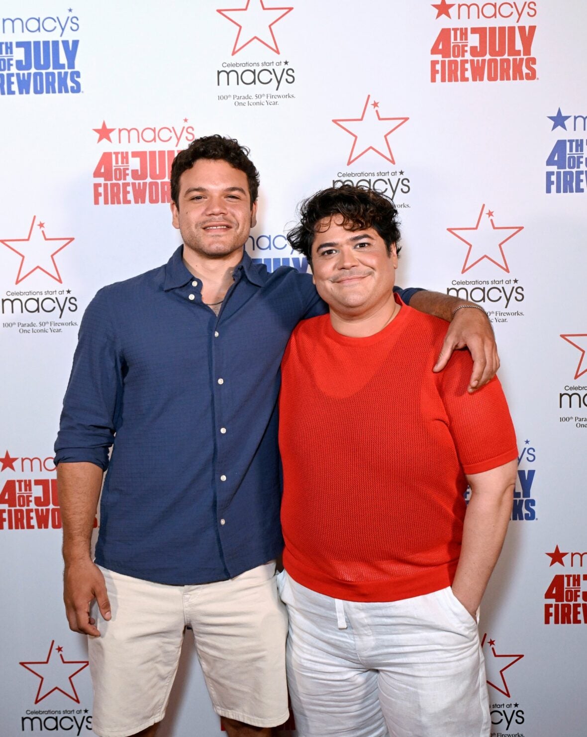 Josh Andres Rivera and Harvey Guillen attend Macy's 4th of July fireworks show