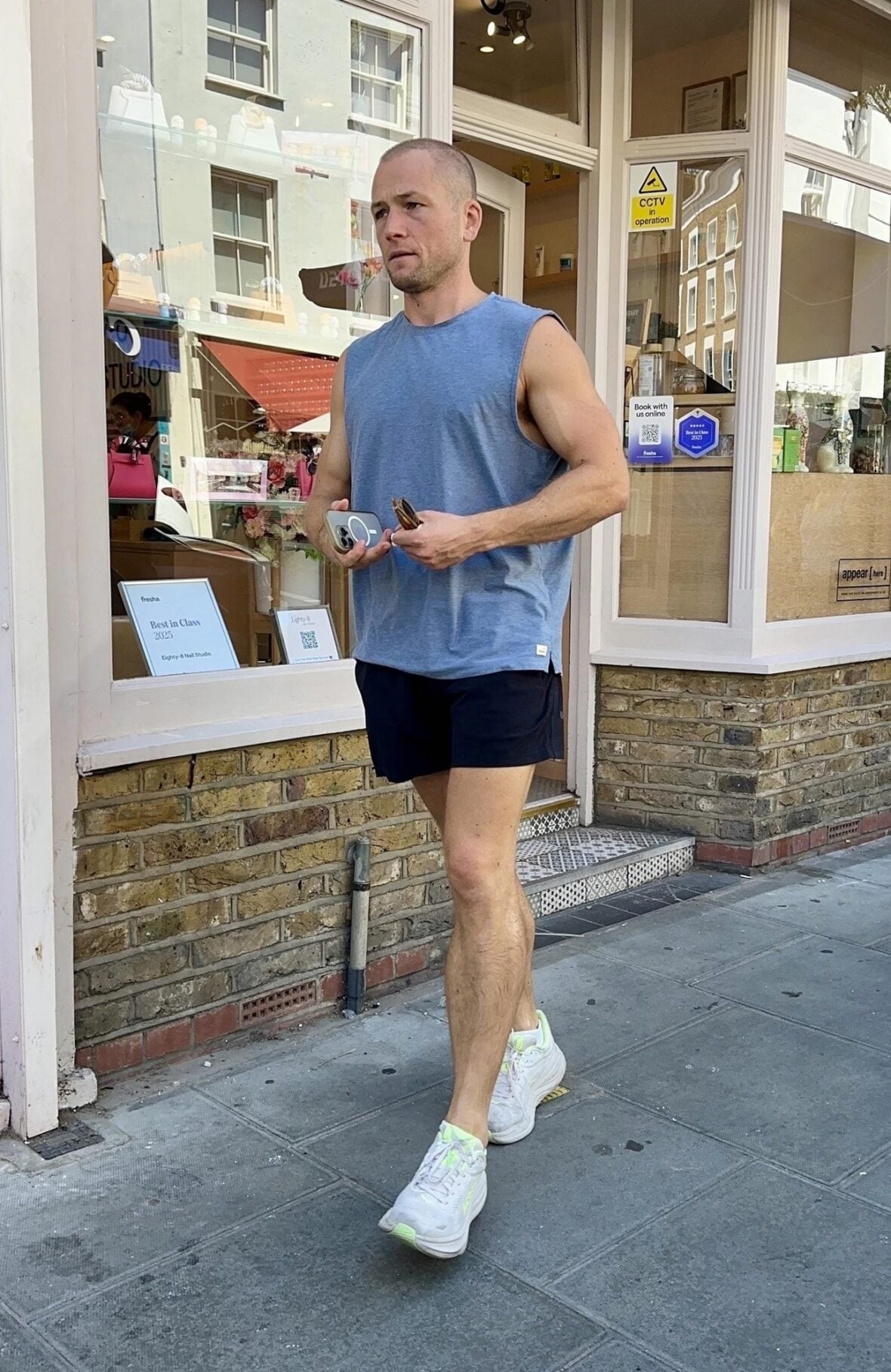 Taron Egerton running errands in Notting Hill