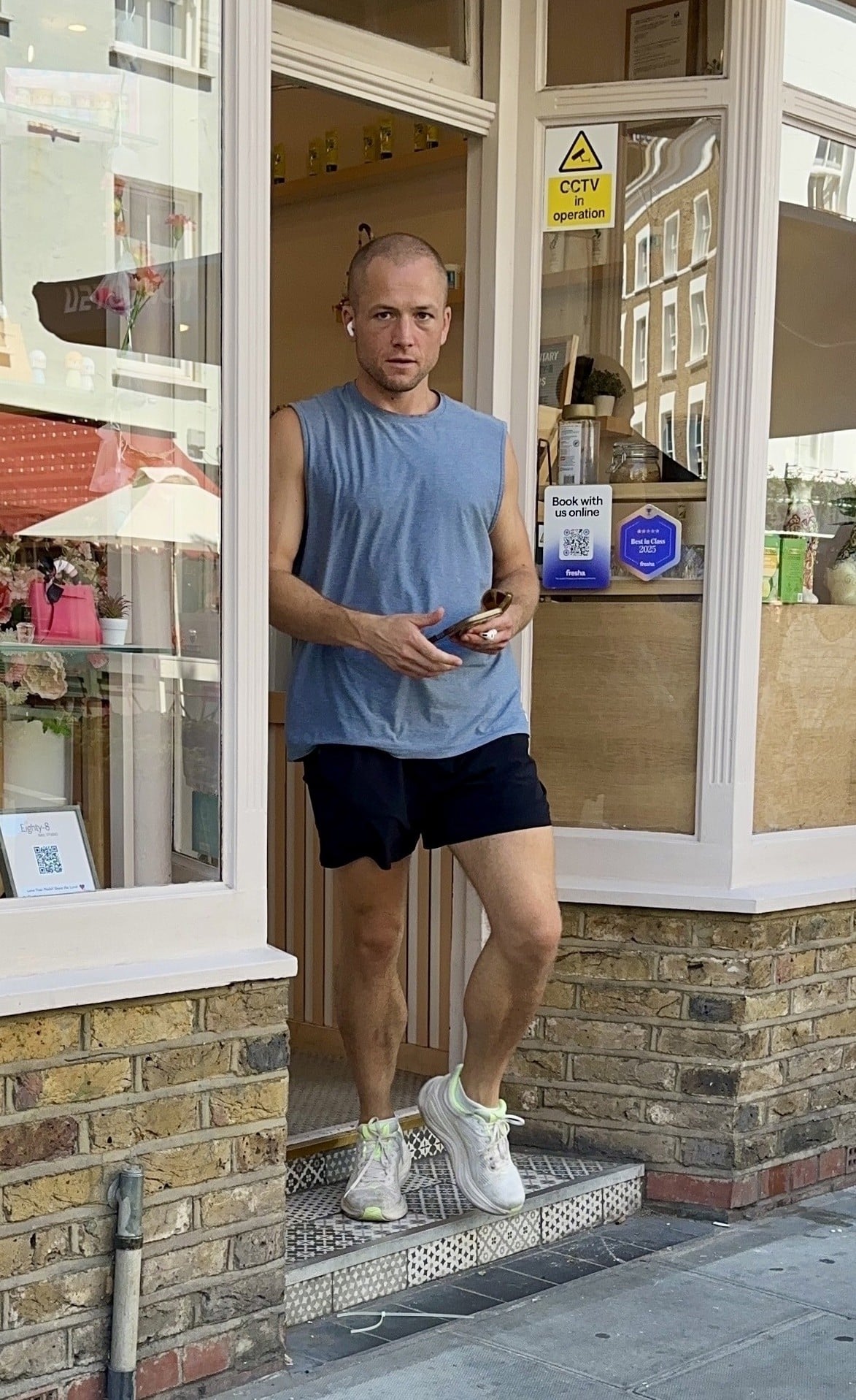 Taron Egerton running errands in Notting Hill