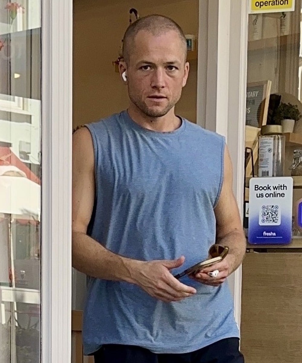 Taron Egerton running errands in Notting Hill