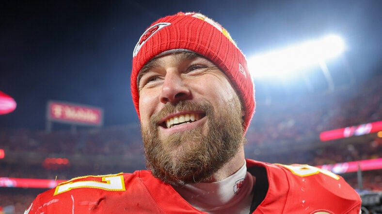Travis Kelce on the football field
