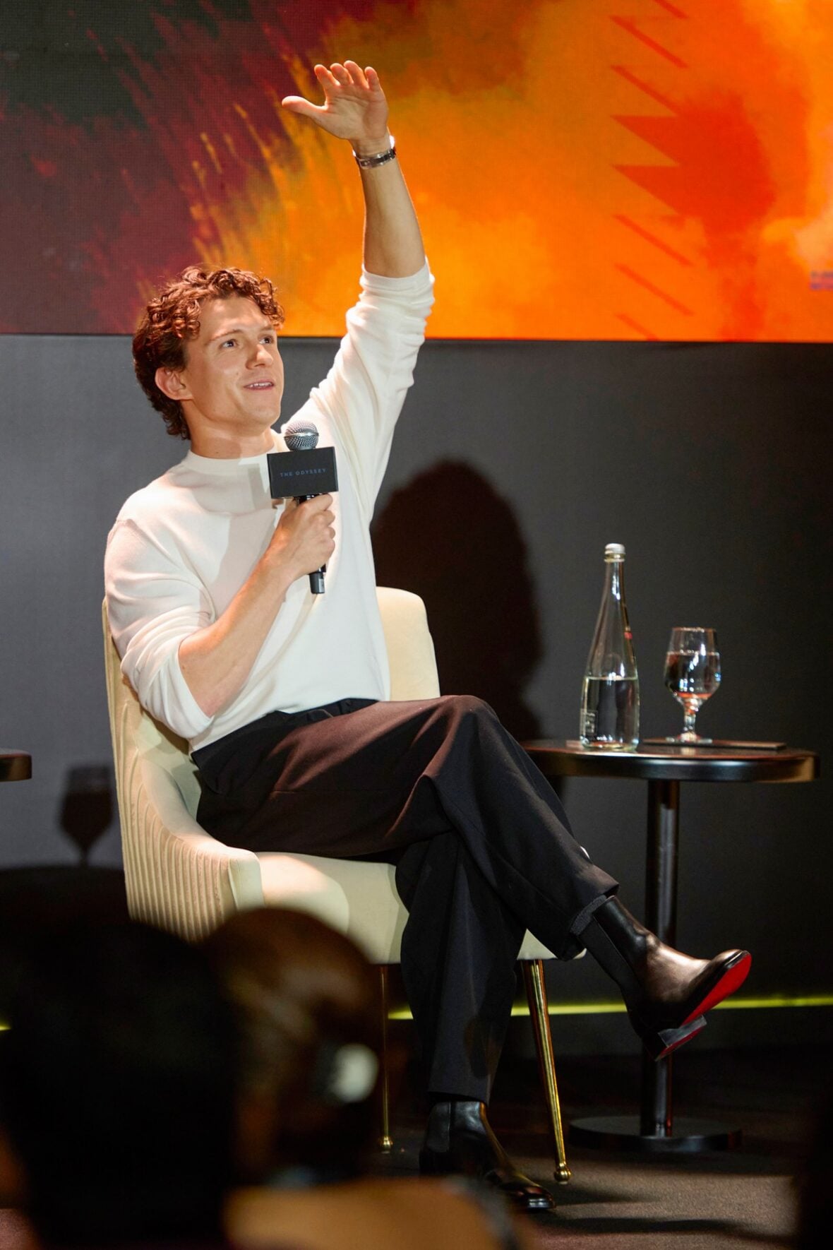 Tom Holland attends a Mumbai press conference for The Odyssey