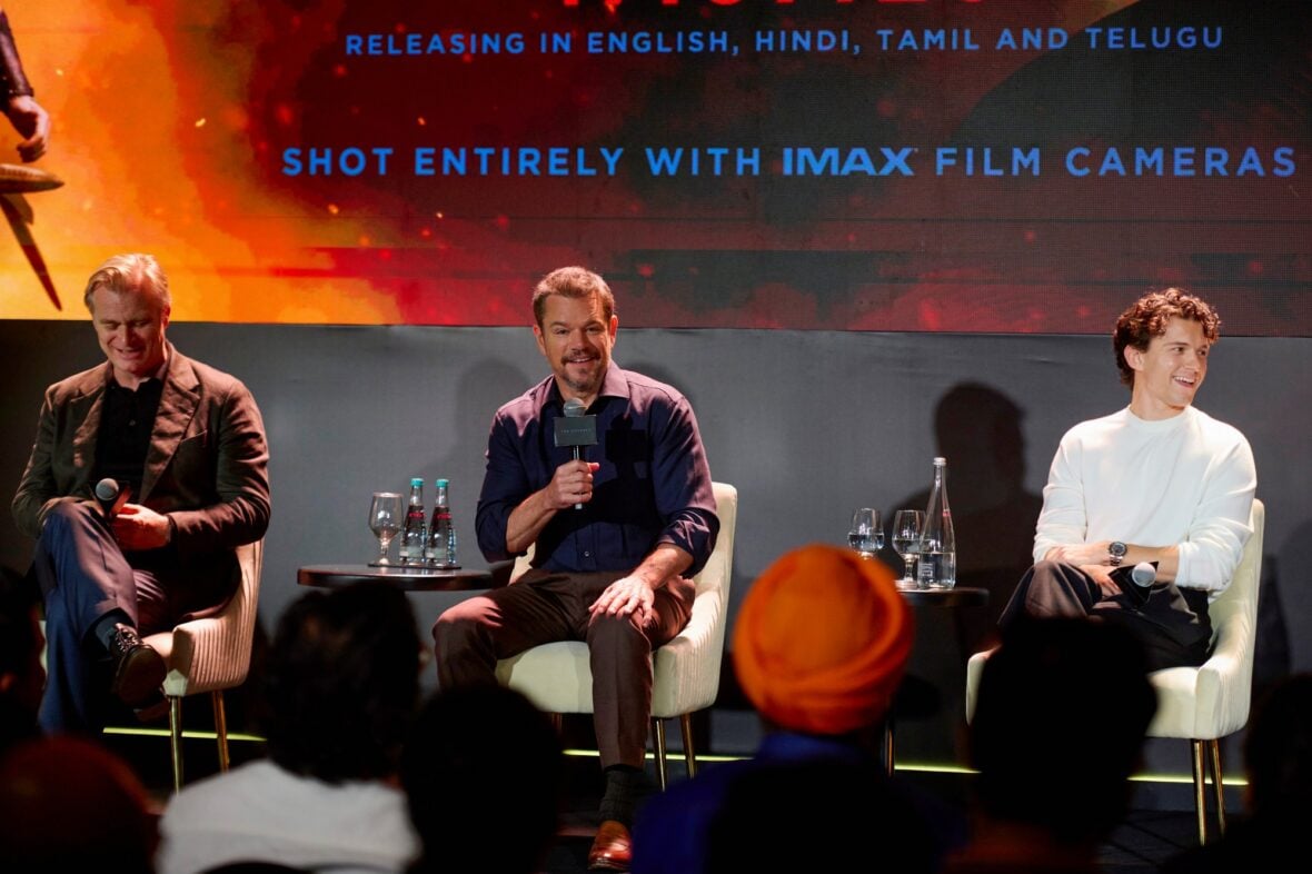 Christopher Nolan, Matt Damon, Tom Holland attend a Mumbai press conference for The Odyssey
