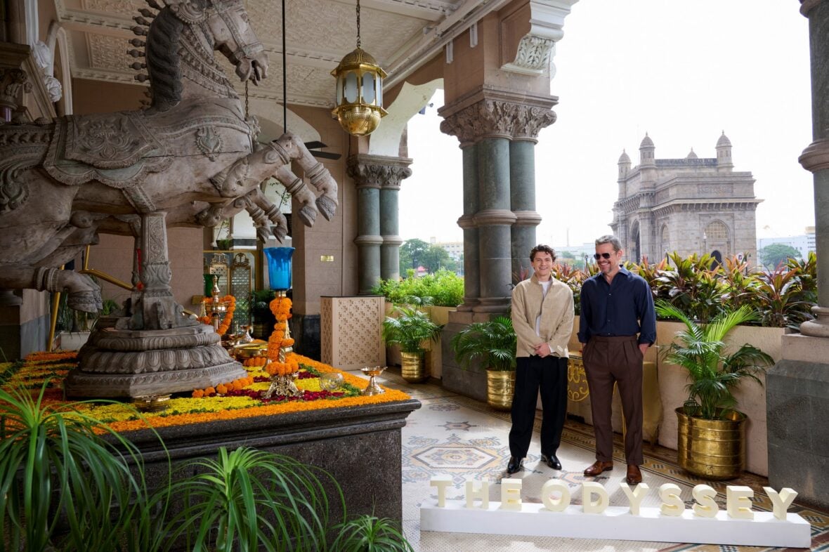 Tom Holland and Matt Damon attend Mumbai photo call for The Odyssey