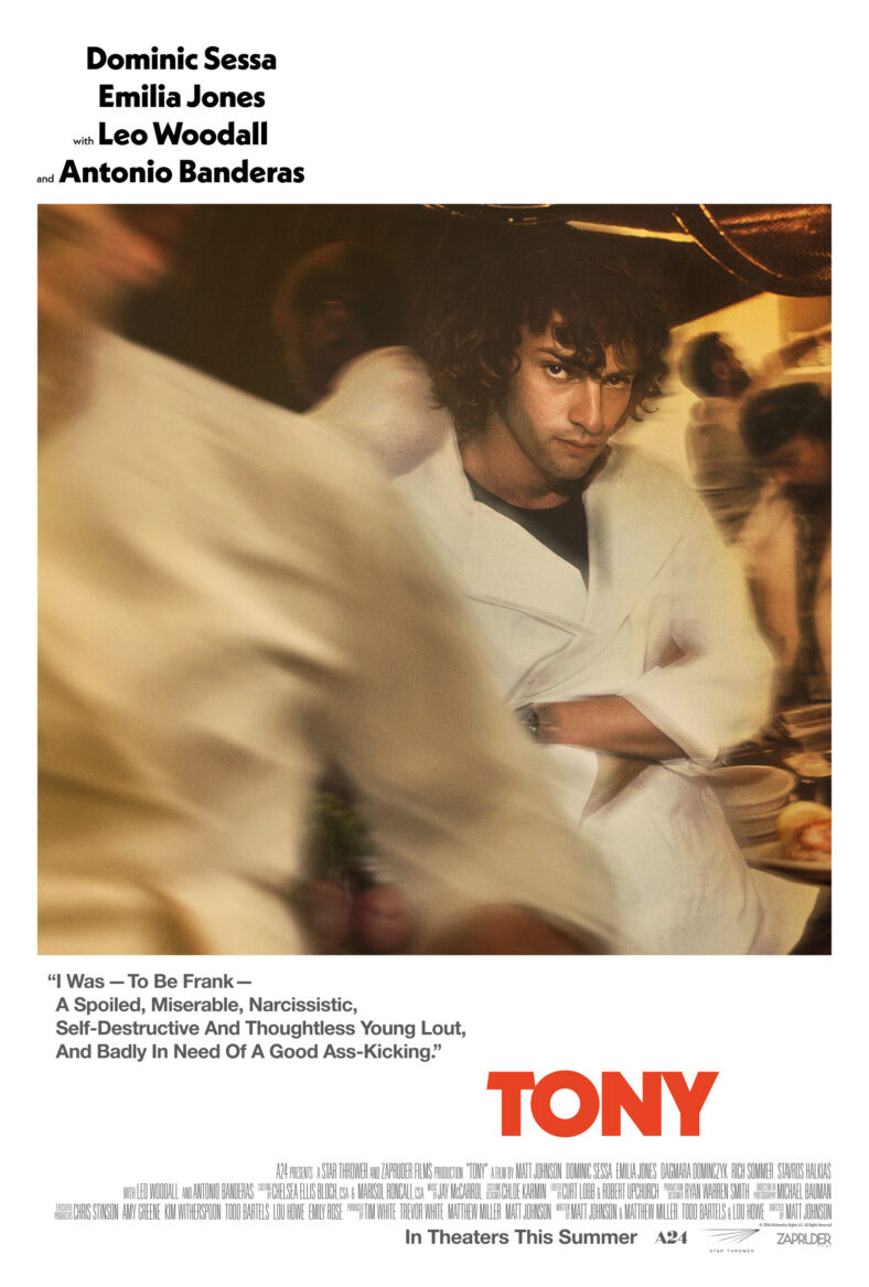 Dominic Sessa as Anthony Bourdain in poster for A24 film 
