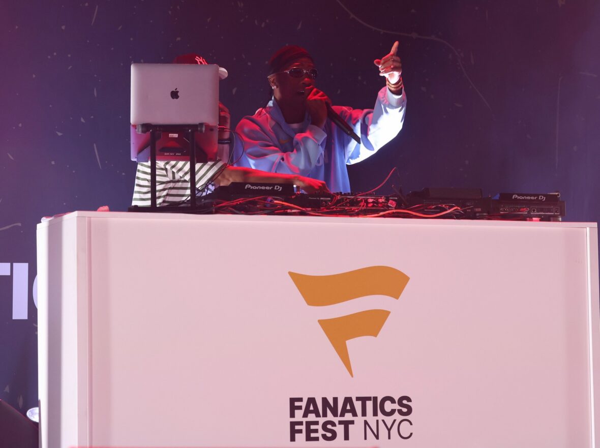 Travis Scott performs on stage at Fanatics Fest