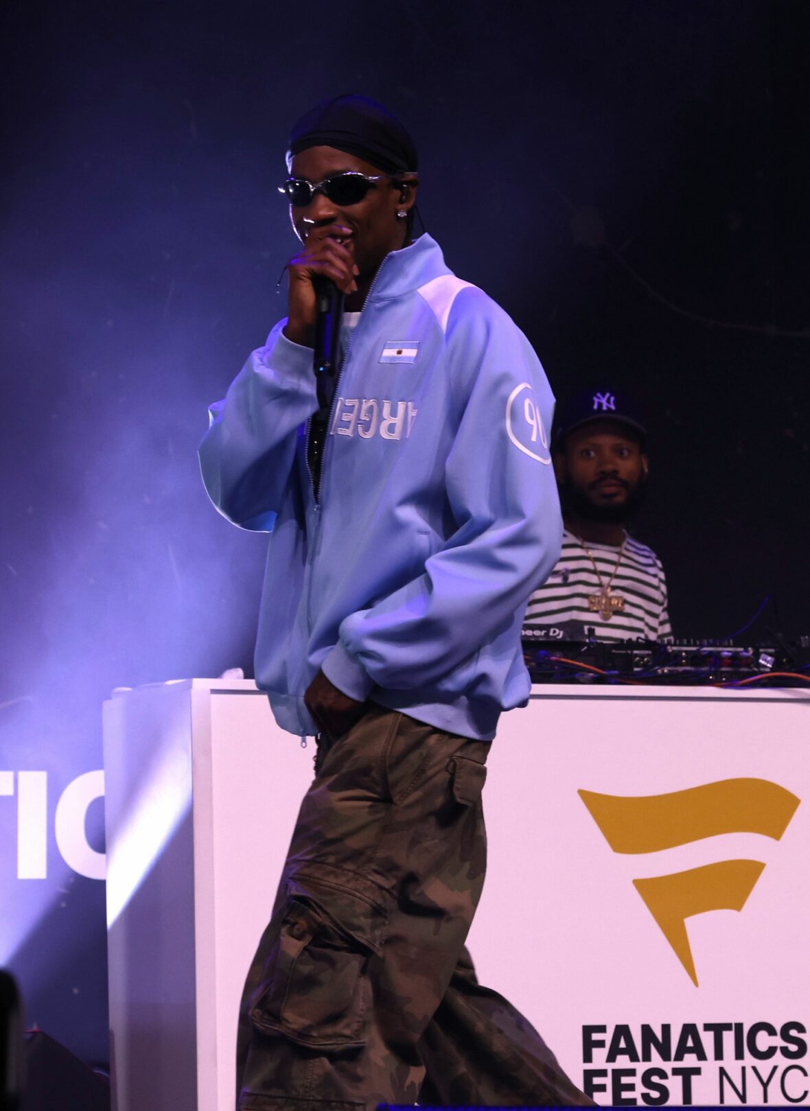 Travis Scott performs on stage at Fanatics Fest